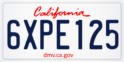 CA license plate 6XPE125