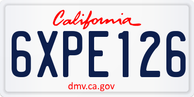 CA license plate 6XPE126
