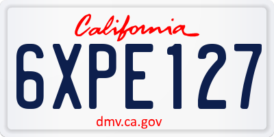 CA license plate 6XPE127