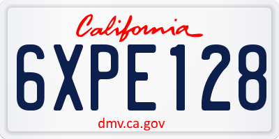 CA license plate 6XPE128
