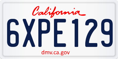 CA license plate 6XPE129