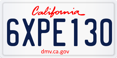 CA license plate 6XPE130
