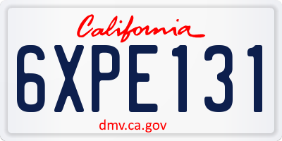 CA license plate 6XPE131