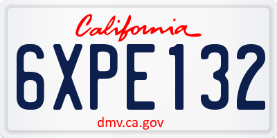CA license plate 6XPE132