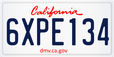 CA license plate 6XPE134