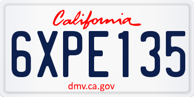 CA license plate 6XPE135