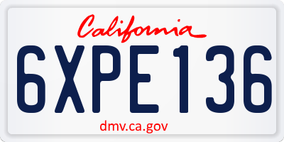 CA license plate 6XPE136