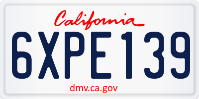 CA license plate 6XPE139