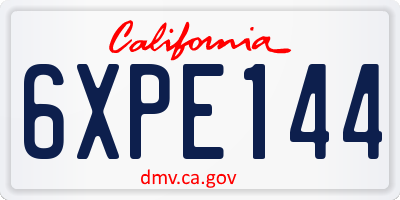CA license plate 6XPE144