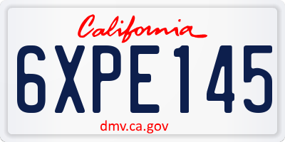 CA license plate 6XPE145