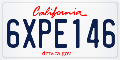 CA license plate 6XPE146