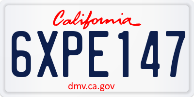 CA license plate 6XPE147