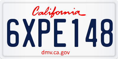 CA license plate 6XPE148