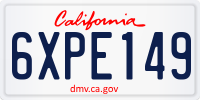 CA license plate 6XPE149