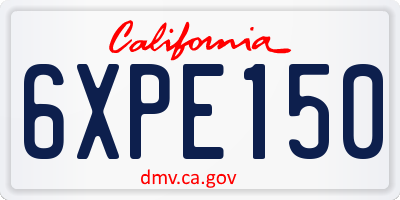 CA license plate 6XPE150
