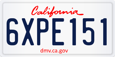 CA license plate 6XPE151