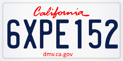 CA license plate 6XPE152