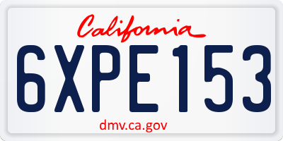 CA license plate 6XPE153