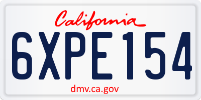CA license plate 6XPE154