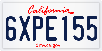 CA license plate 6XPE155