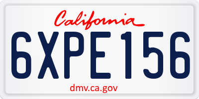 CA license plate 6XPE156