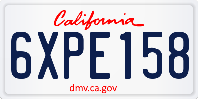 CA license plate 6XPE158
