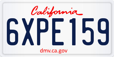 CA license plate 6XPE159