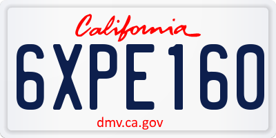 CA license plate 6XPE160