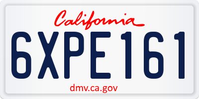 CA license plate 6XPE161