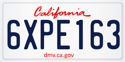CA license plate 6XPE163