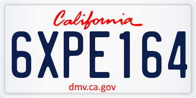 CA license plate 6XPE164