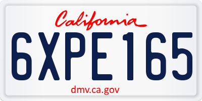 CA license plate 6XPE165