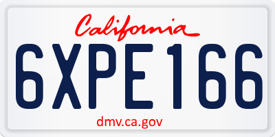 CA license plate 6XPE166