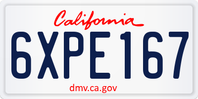 CA license plate 6XPE167