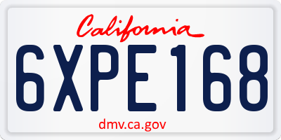CA license plate 6XPE168