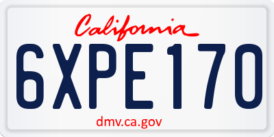 CA license plate 6XPE170