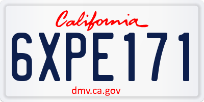 CA license plate 6XPE171