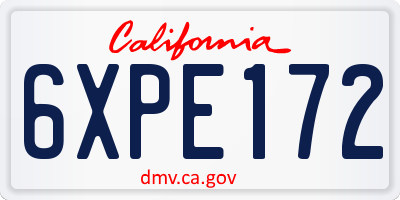 CA license plate 6XPE172