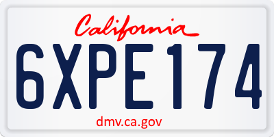 CA license plate 6XPE174