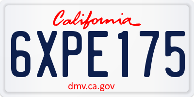 CA license plate 6XPE175