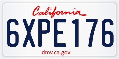 CA license plate 6XPE176
