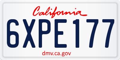 CA license plate 6XPE177