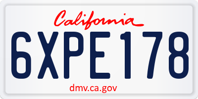 CA license plate 6XPE178
