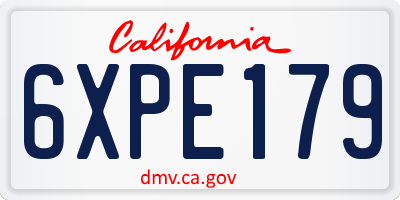 CA license plate 6XPE179