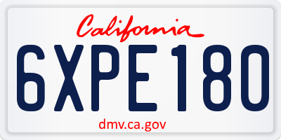 CA license plate 6XPE180