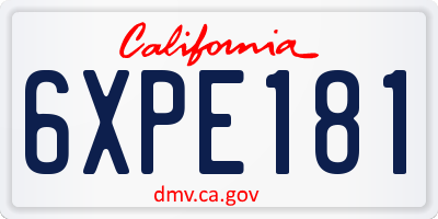 CA license plate 6XPE181