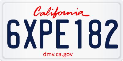 CA license plate 6XPE182