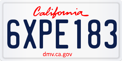 CA license plate 6XPE183