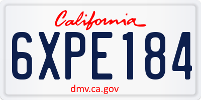CA license plate 6XPE184