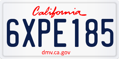 CA license plate 6XPE185